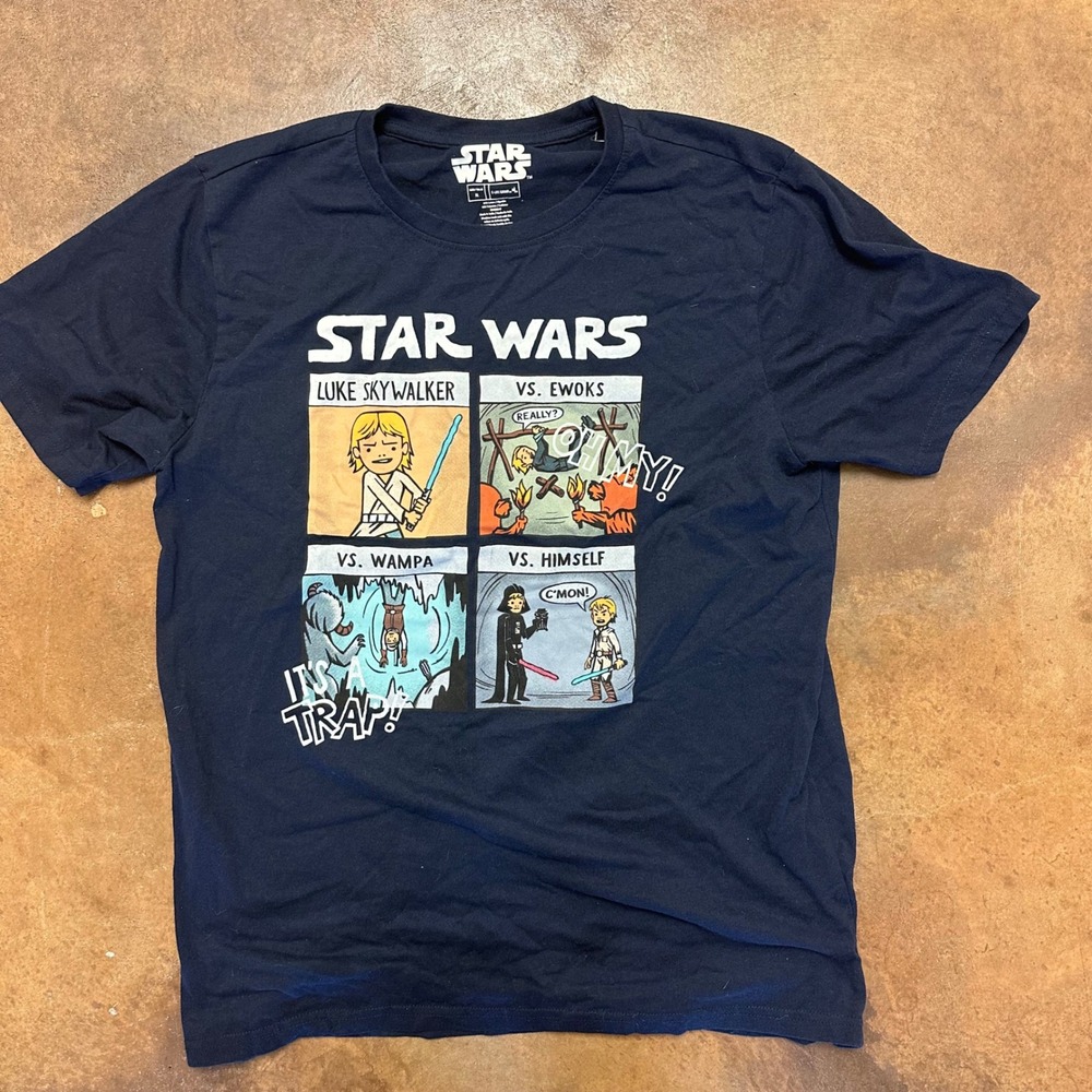 Star Wars‎ Graphic T-Shirt Luke Skywalker vs Ewoks XL